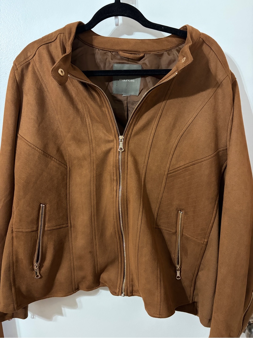 Women's Brown Suede Zip-Front Jacket